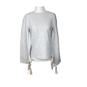 J. Crew Sweatshirt Top Womens Small Gray Wide Tie Sleeve Crew Neck